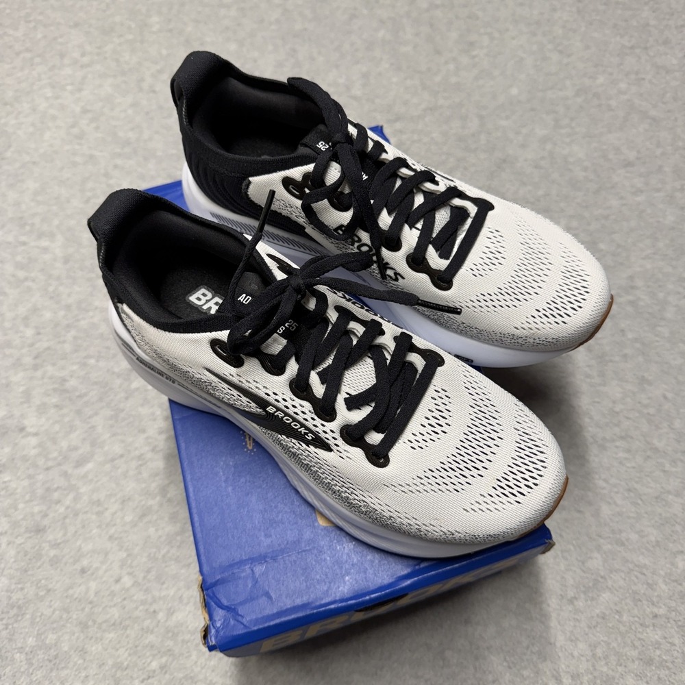 Brooks Adrenaline GTS 25 Shoes Womens 8 White Black Running Athletic 1204431B189